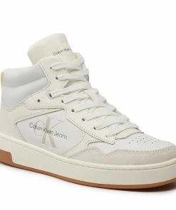 Trainers Calvin Klein Jeans - Basket Cupsole Mid Leather YW0YW00877 Ivory/Bright White 02X